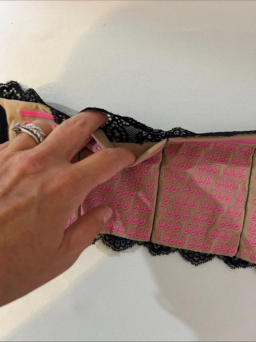 Embellished Black Lace Wrist Cuff - Designer Plaque - Picture 3 of 3
